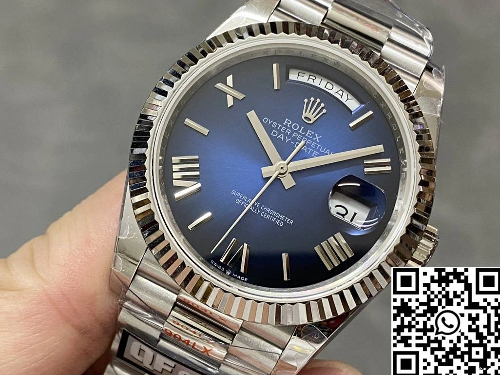 Rolex Steel Blue QF Day v5 Tungsten Date Deep Dial Factory 228239-0076 0227